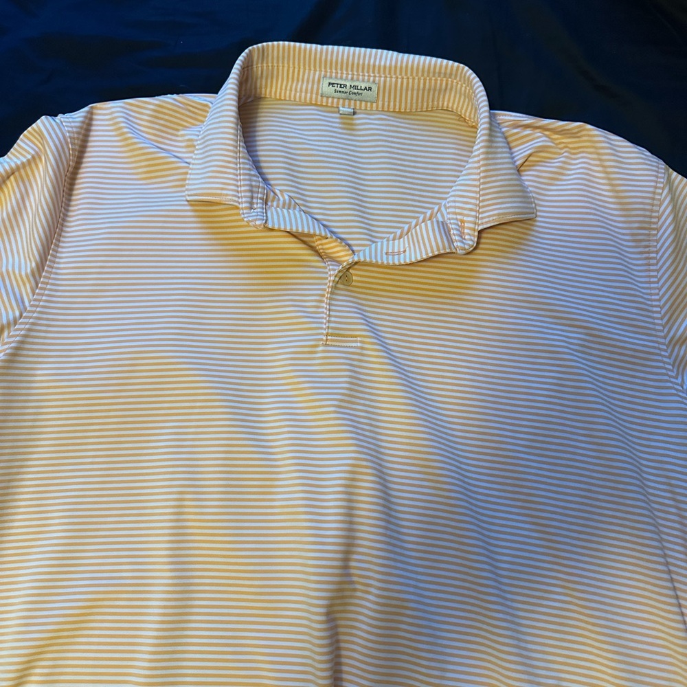 Peter Millar Men's Polo Shirt - Cream and White Stripes